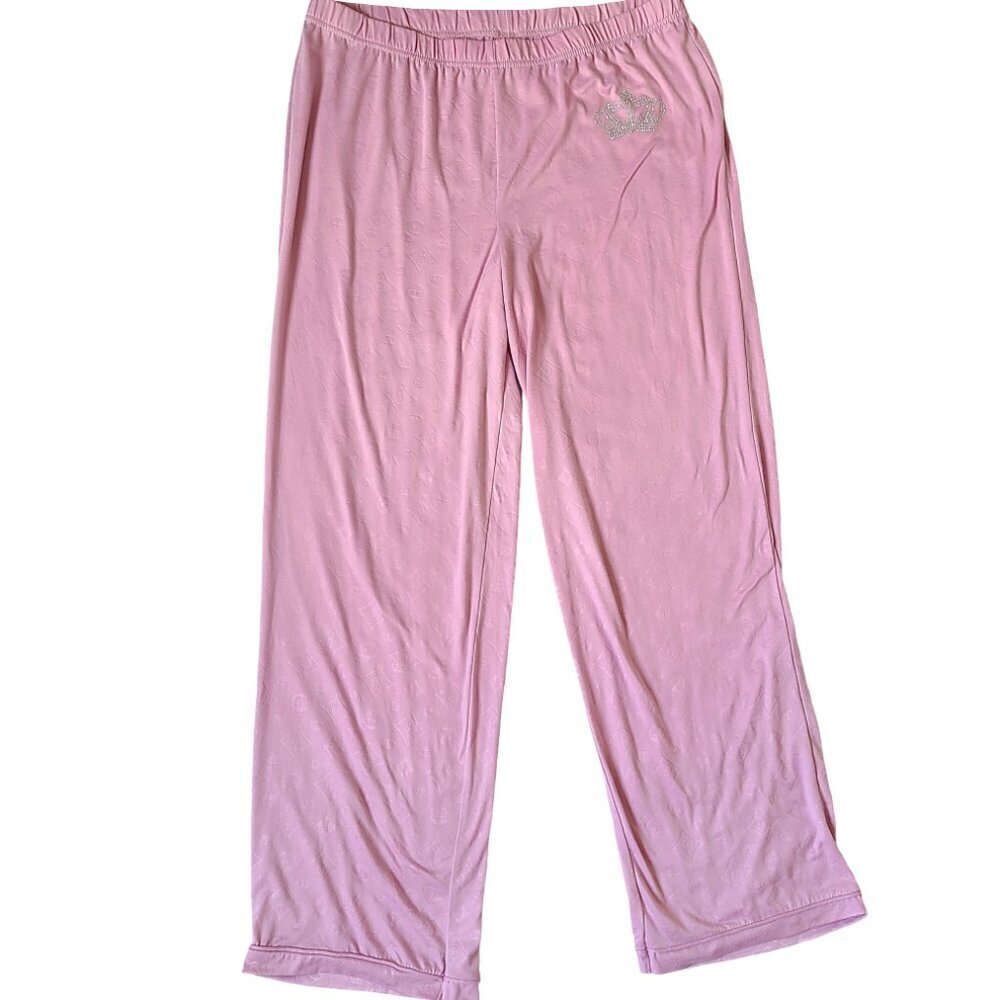 Juicy Couture Pink Pajama Set Womens Large Pants Collard Shirt Fall Winter Pjs - Picture 6 of 16